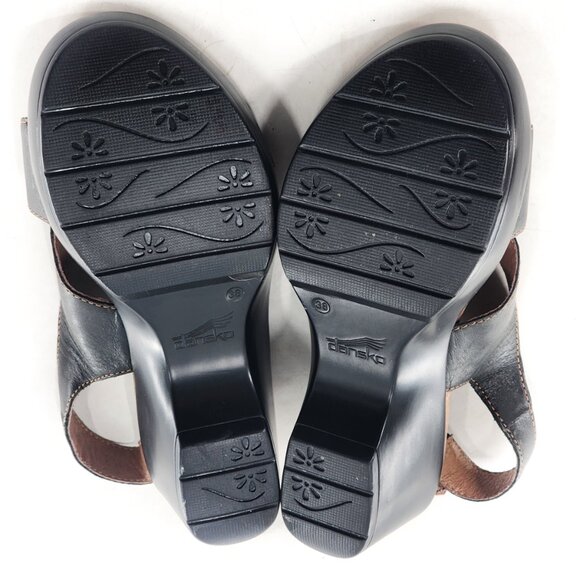 DANSKO Jacinda Black Leather Criss Cross Slingback Wedge Sandals - Picture 10 of 10